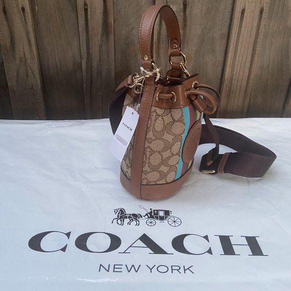Coach C5639 DEMPSEY DRAWSTRING BUCKET 15 HANDBAG - Picture 2 of 7
